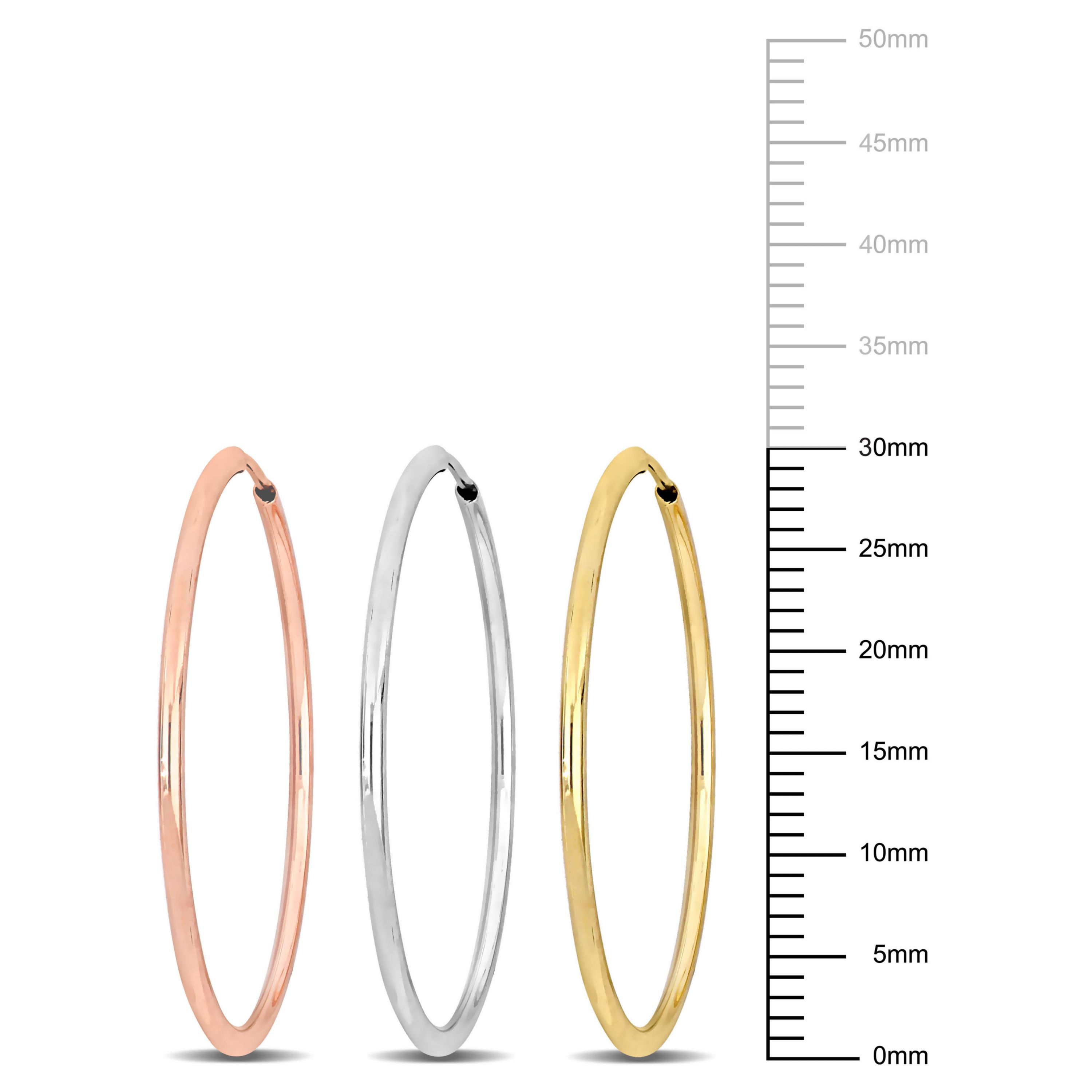 3-Piece Set of 30mm Hoop Earrings in 14K 3-Tone Gold