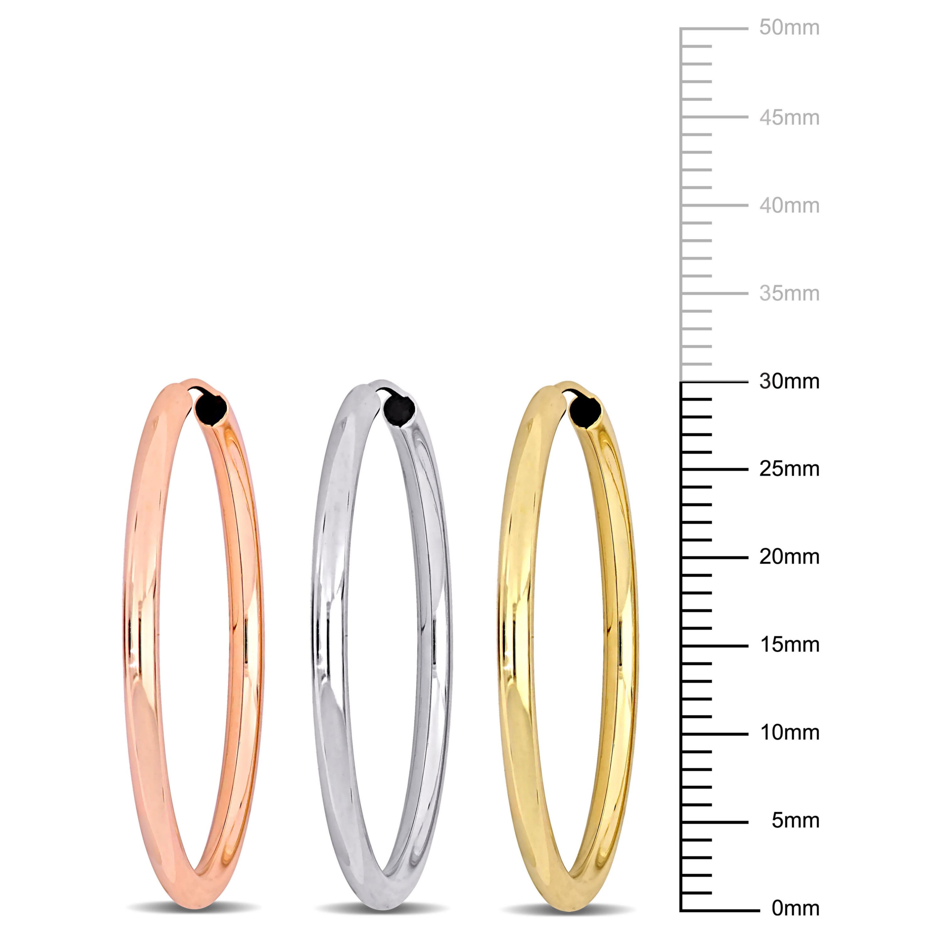 3-Piece Set of 30mm Hoop Earrings in 14K 3-Tone Gold