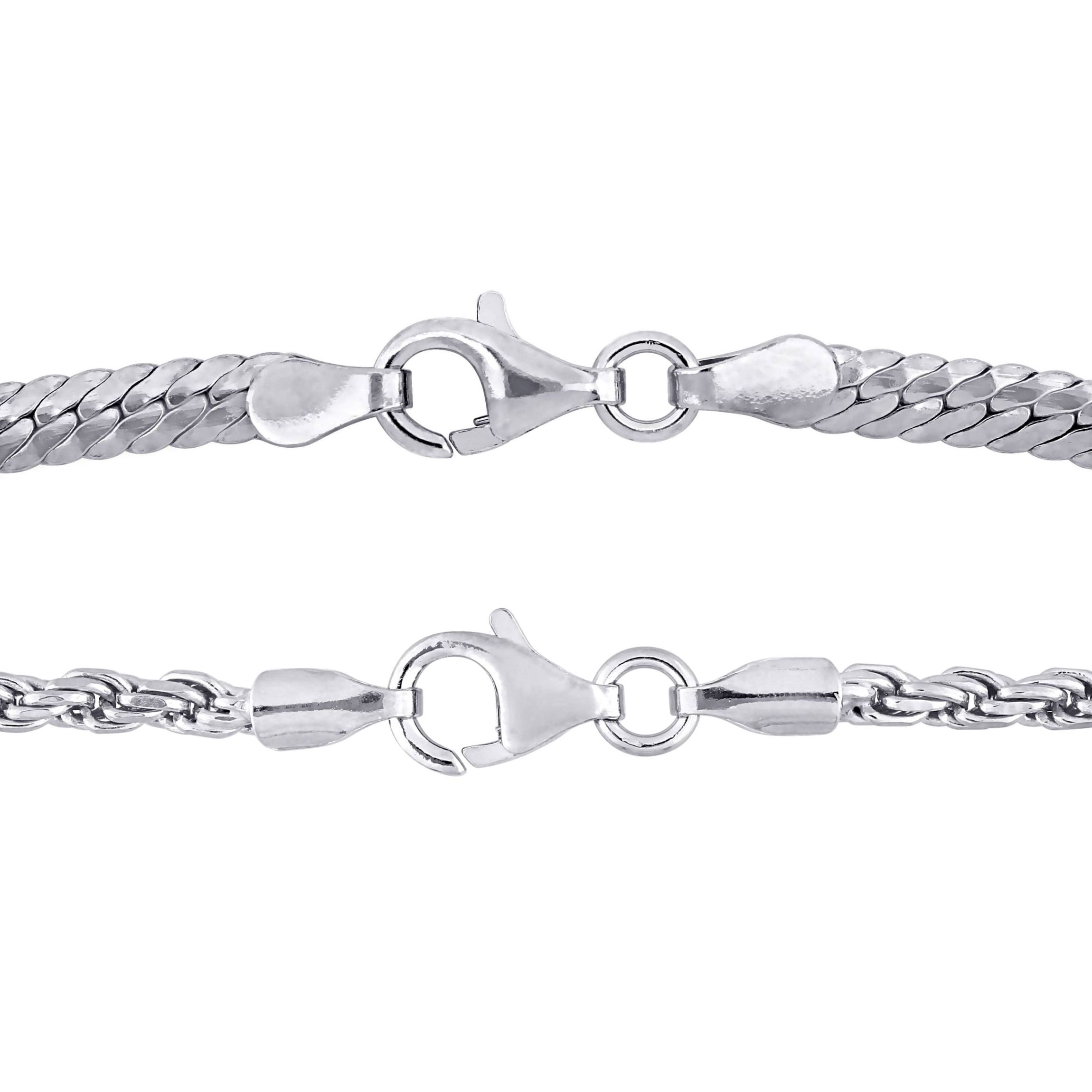 2-Pc Set of Herringbone & Rope Bracelets in Sterling Silver