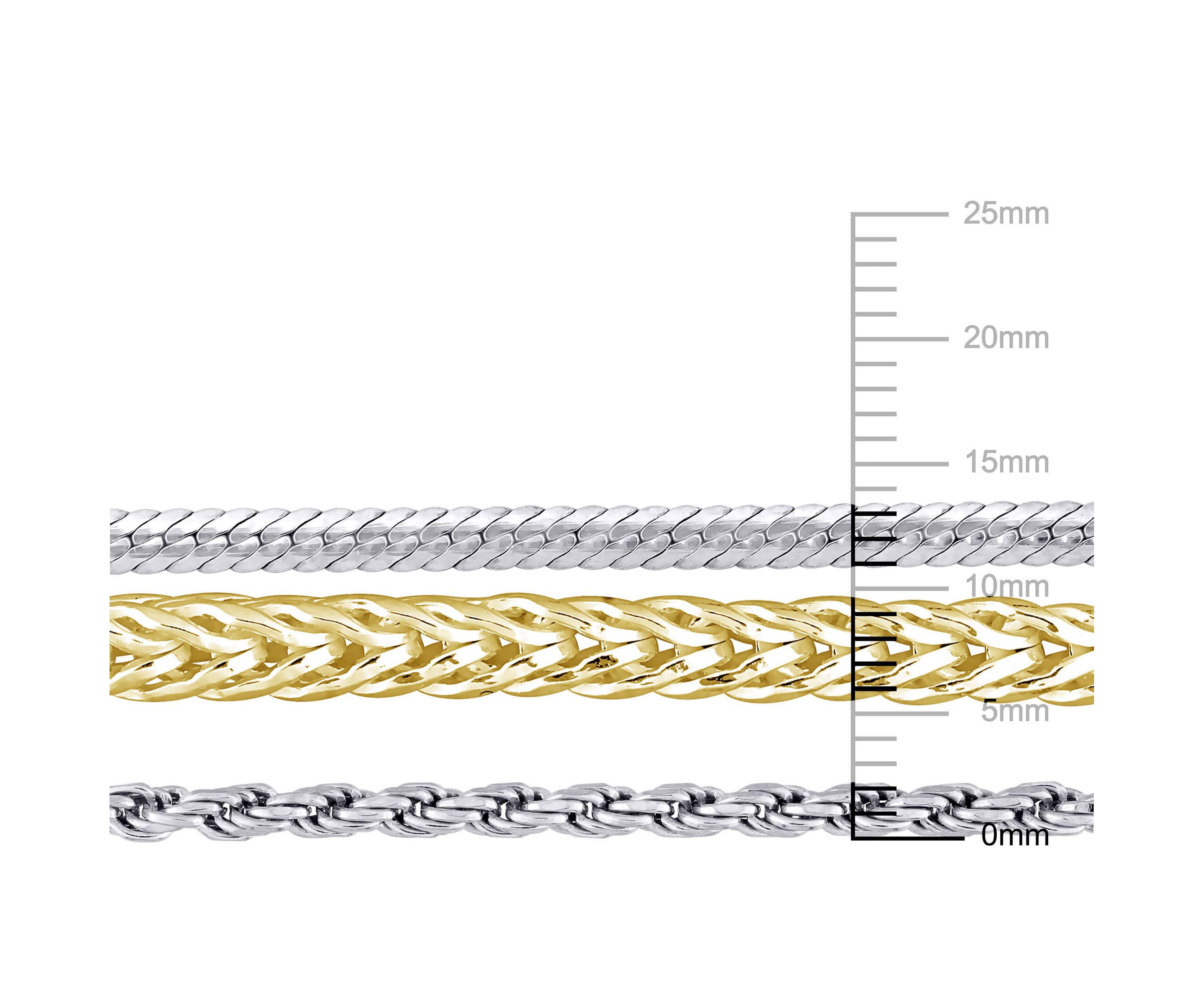 3-Pc Set of Herringbone, Rope & Foxtail Bracelets in 2-Tone Sterling Silver