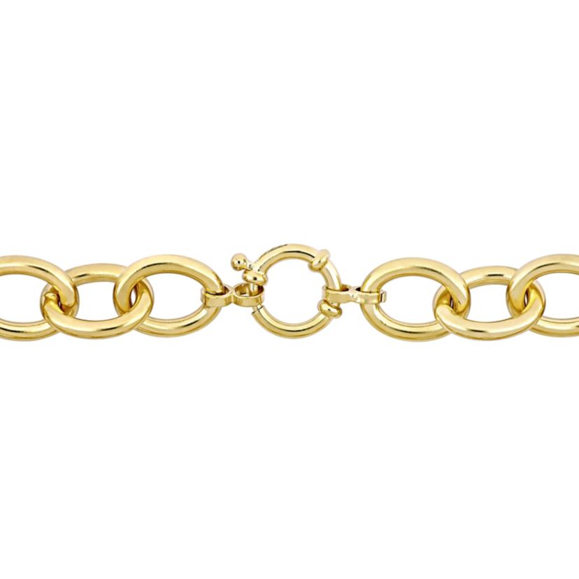 2-Pc Set of Oval Link Bracelet & Necklace in Yellow Plated Sterling Silver