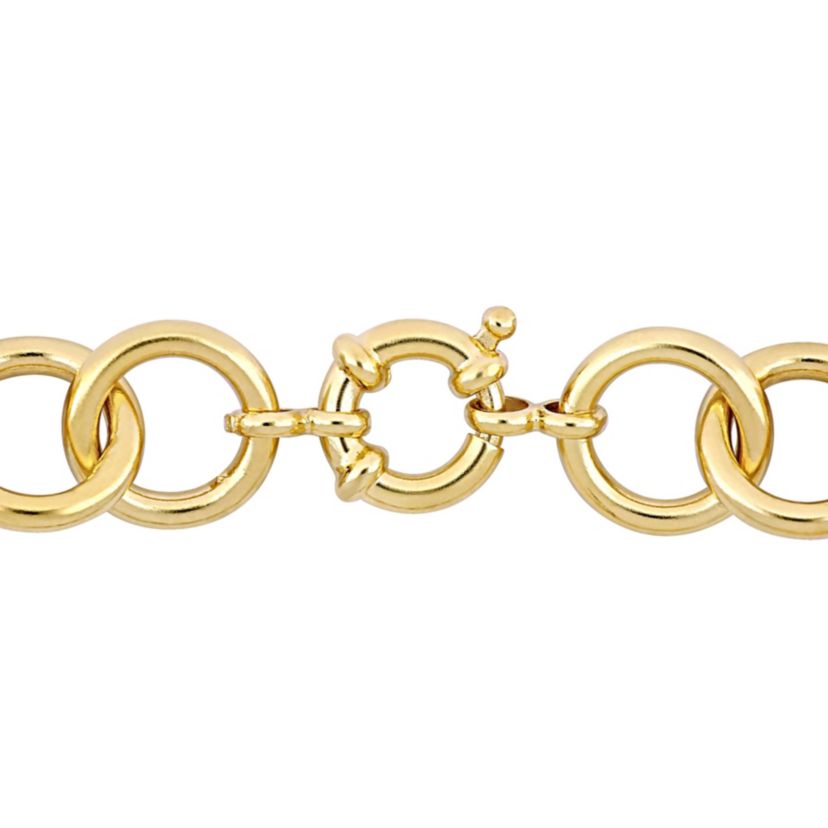 2-Pc Set of Fancy Link Bracelet & Necklace in Yellow Plated Sterling Silver