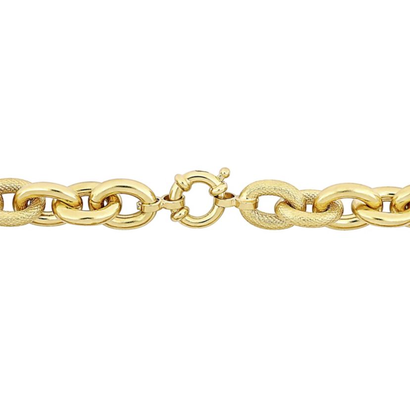 2-Pc Set of Oval Link Bracelet & Necklace in Yellow Plated Sterling Silver