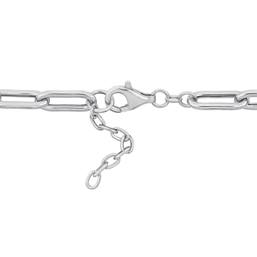 2-Pc Set of Oval Link with Black Sand Blast Rhodium Plating Necklace & Bracelet in Sterling Silver