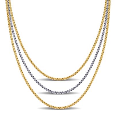 Belk & Co 3-Pc Set of Box Link Necklace Chain in 10k Yellow Gold