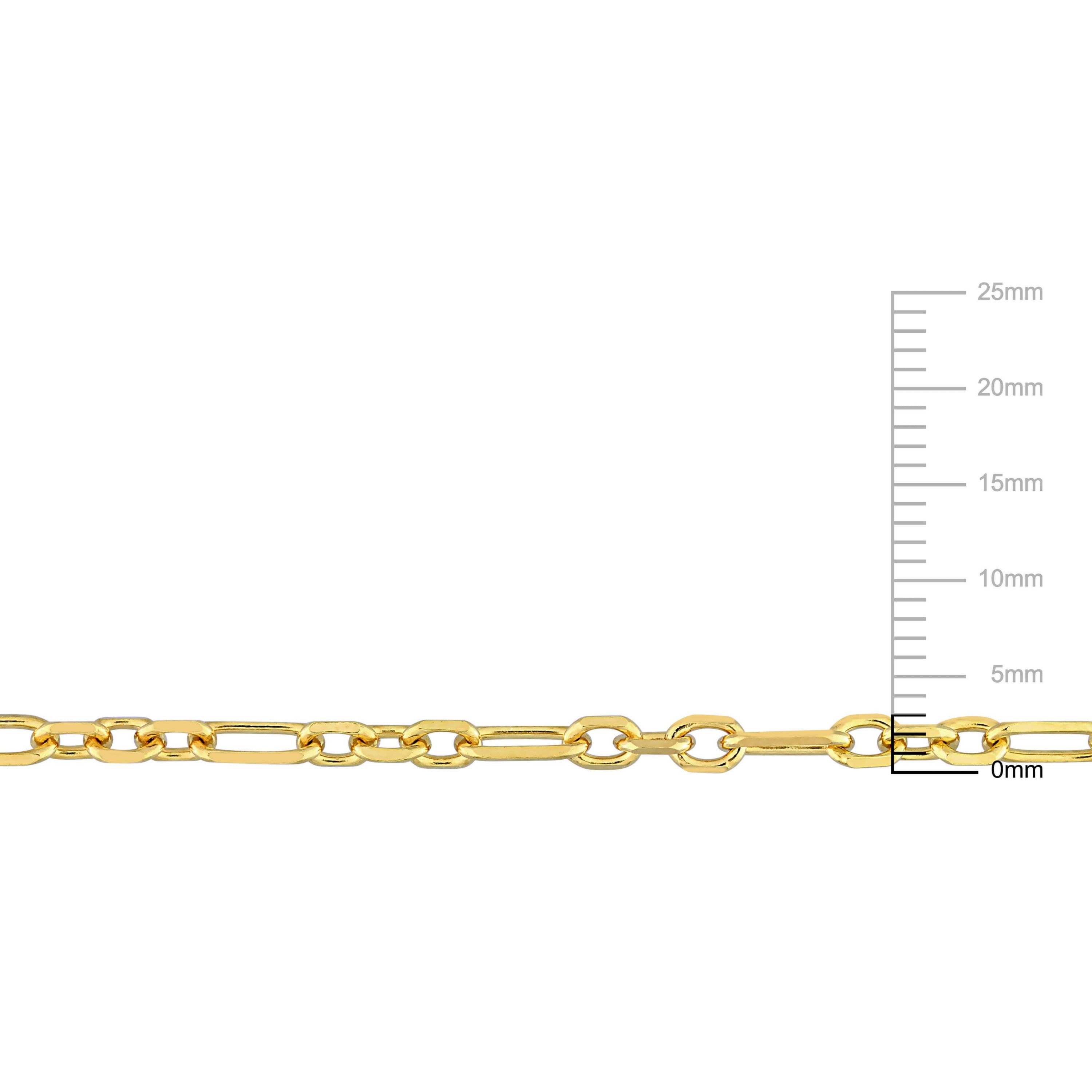 2-Pc Set of 3mm Diamond Cut Figaro Chain Necklace & Bracelet in Yellow Plated Sterling Silver