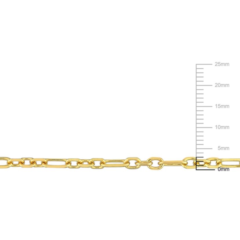 2-Pc Set of 3mm Diamond Cut Figaro Chain Necklace & Bracelet in Yellow Plated Sterling Silver
