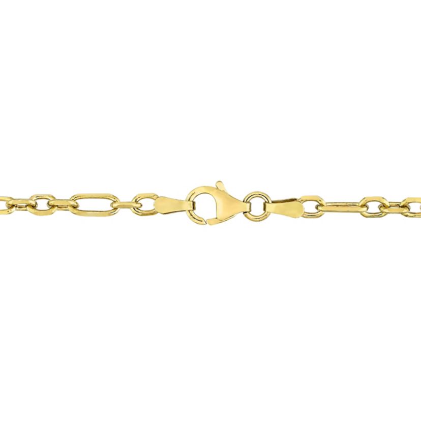 2-Pc Set of 3mm Diamond Cut Figaro Chain Necklace & Bracelet in Yellow Plated Sterling Silver