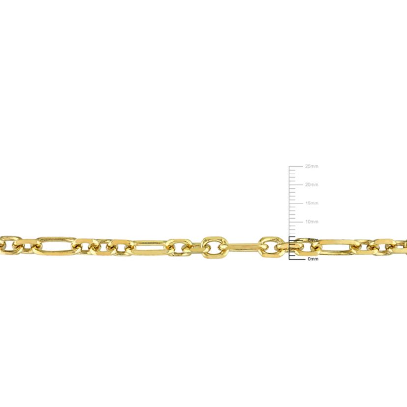 2-Pc Set of 6mm Diamond Cut Figaro Chain Necklace & Bracelet in Yellow Plated Sterling Silver