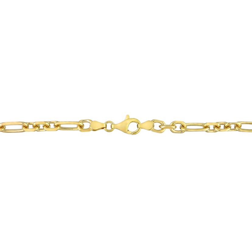 2-Pc Set of 6mm Diamond Cut Figaro Chain Necklace & Bracelet in Yellow Plated Sterling Silver