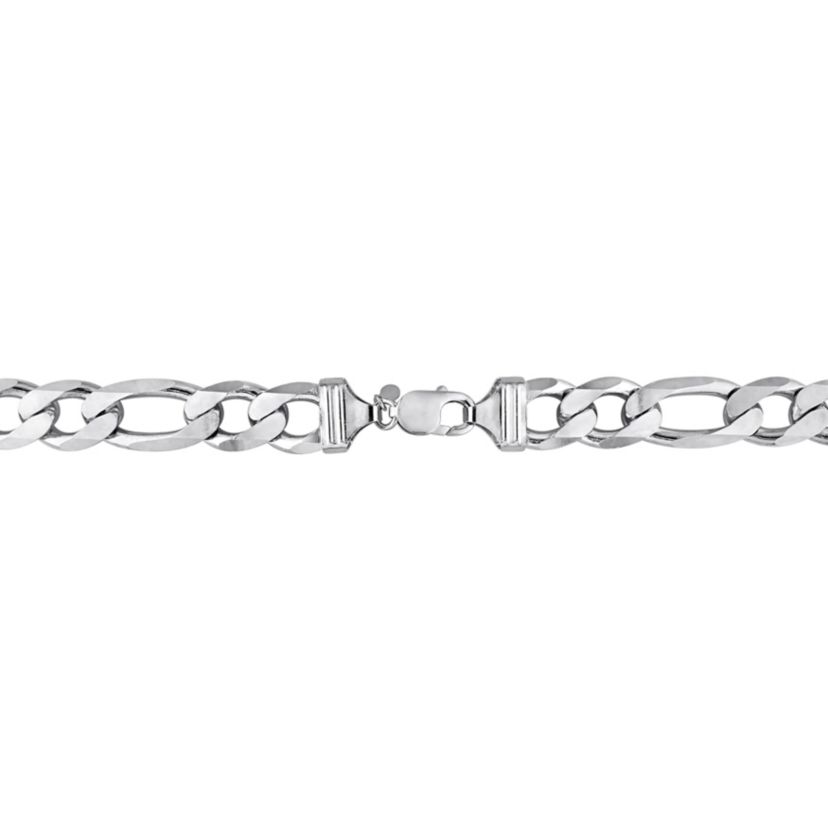 2-Pc Set of Mens 14.5mm Figaro Chain Necklace & Bracelet in Sterling Silver
