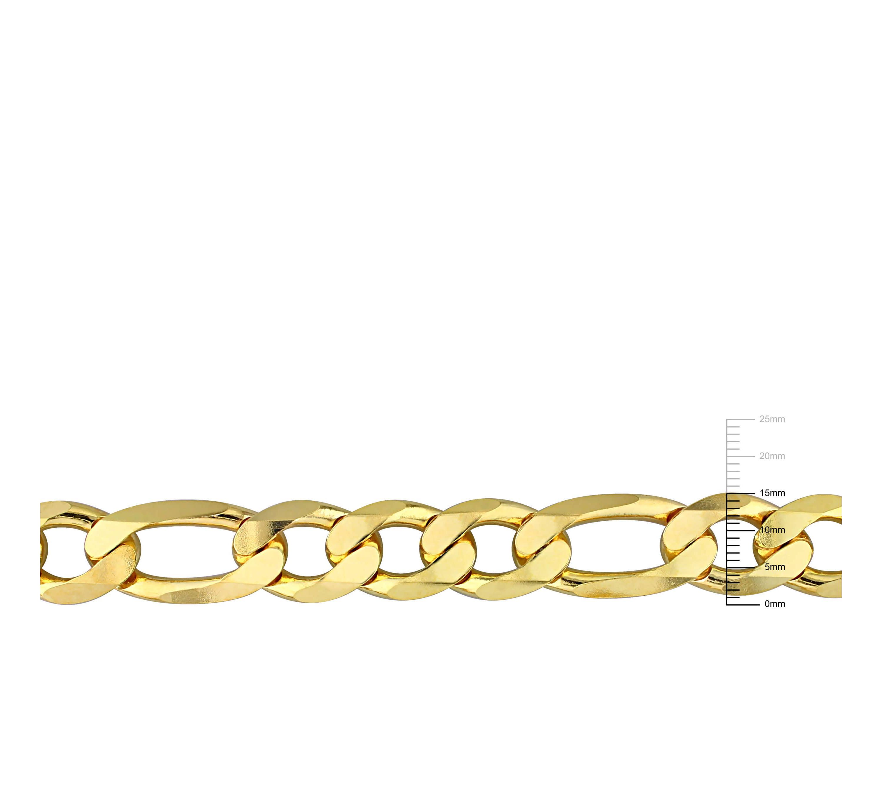 2-Pc Set of Mens 14.5mm Figaro Chain Necklace & Bracelet in Yellow Plated Sterling Silver