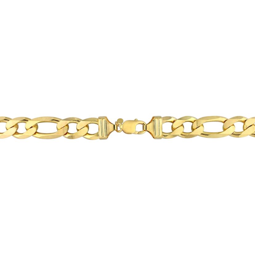 2-Pc Set of Mens 14.5mm Figaro Chain Necklace & Bracelet in Yellow Plated Sterling Silver