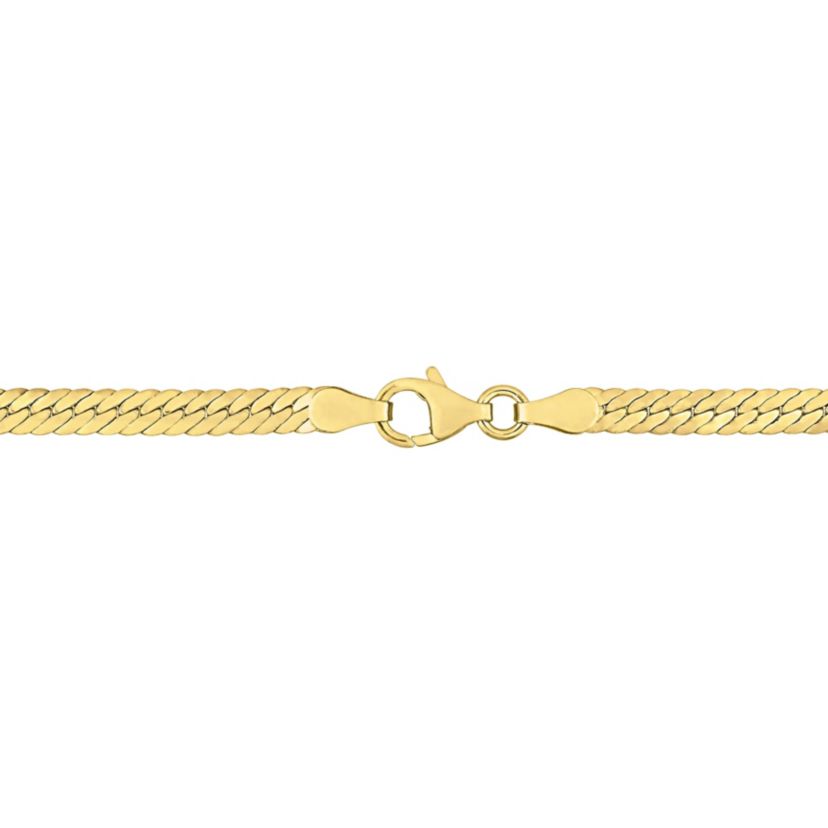 2-Pc Set of 3mm Herringbone Necklace & Bracelet in Yellow Plated Sterling Silver