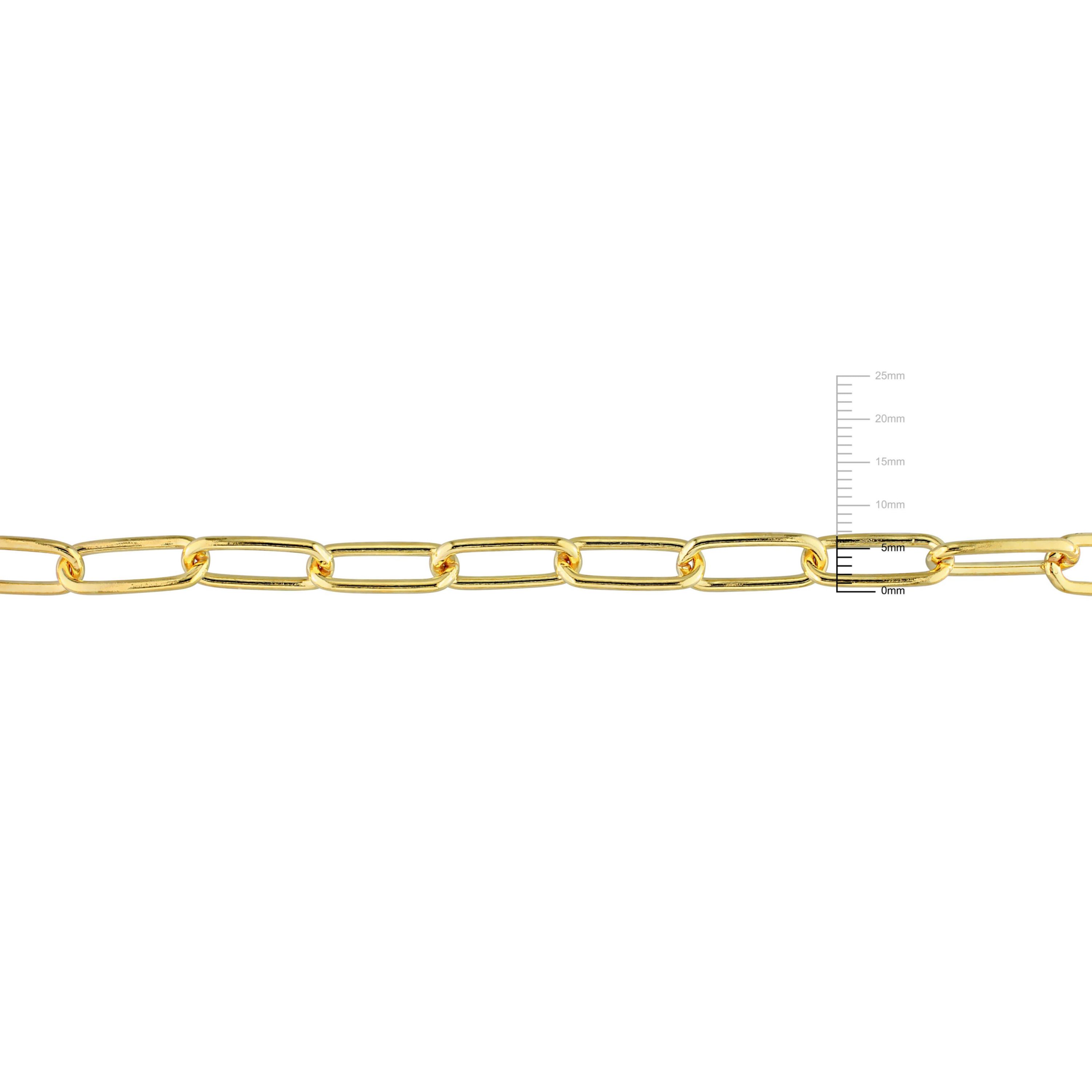 2-Pc Set of 6mm Polished Paperclip Chain Necklace & Bracelet in Yellow Plated Sterling Silver