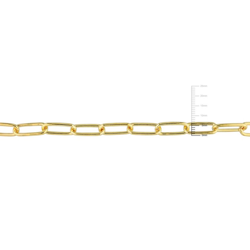 2-Pc Set of 6mm Polished Paperclip Chain Necklace & Bracelet in Yellow Plated Sterling Silver
