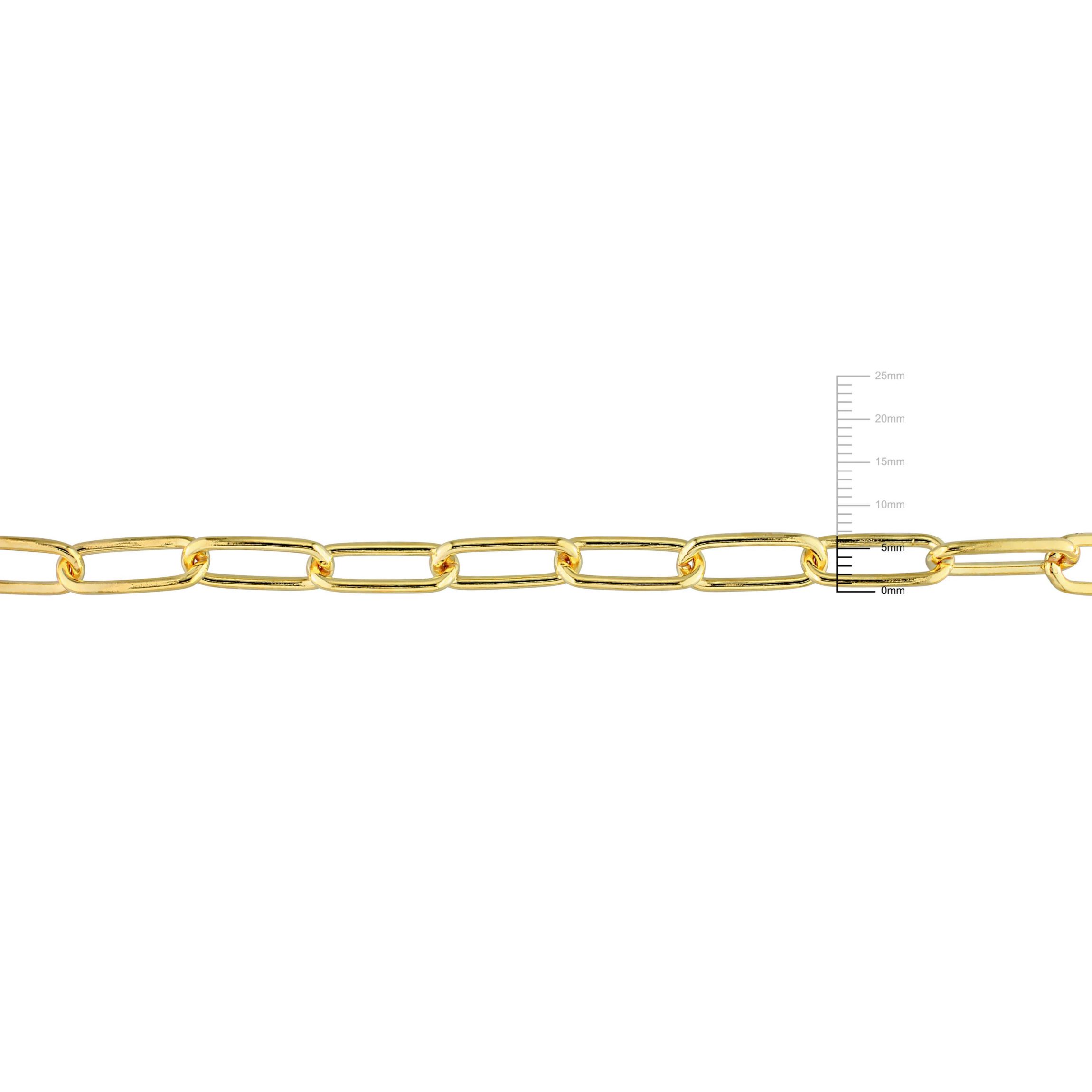 2-Pc Set of Mens 6mm Polished Paperclip Chain Necklace & Bracelet in Yellow Plated Sterling Silver