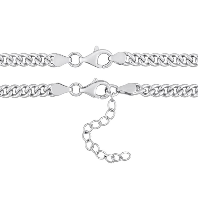 Lab Created 2-Piece Set of Created Emerald Curb Link Necklace & Bracelet in Sterling Silver