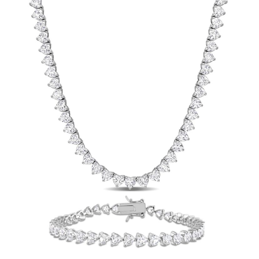 Lab Created 2-Piece Set of Created White Sapphire Tennis Necklace & Bracelet in Sterling Silver