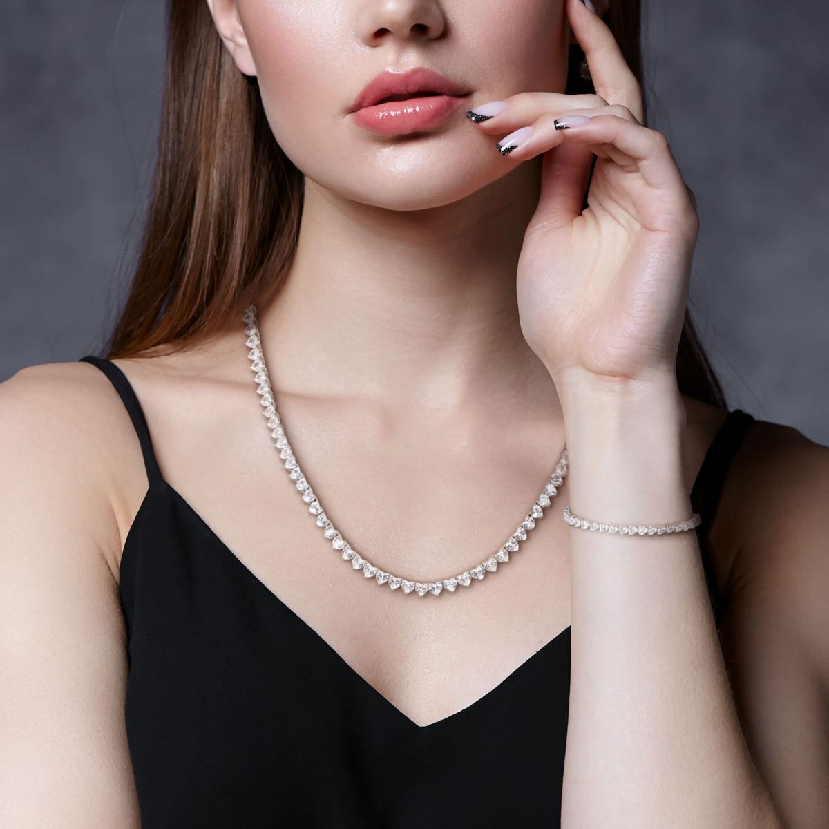 Lab Created 2-Piece Set of Created White Sapphire Tennis Necklace & Bracelet in Sterling Silver