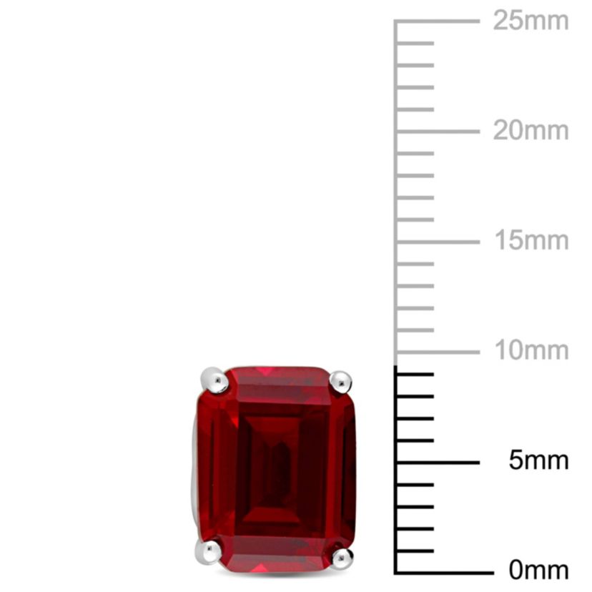 Lab Created Created Ruby Fashion Post Earrings in Sterling Silver