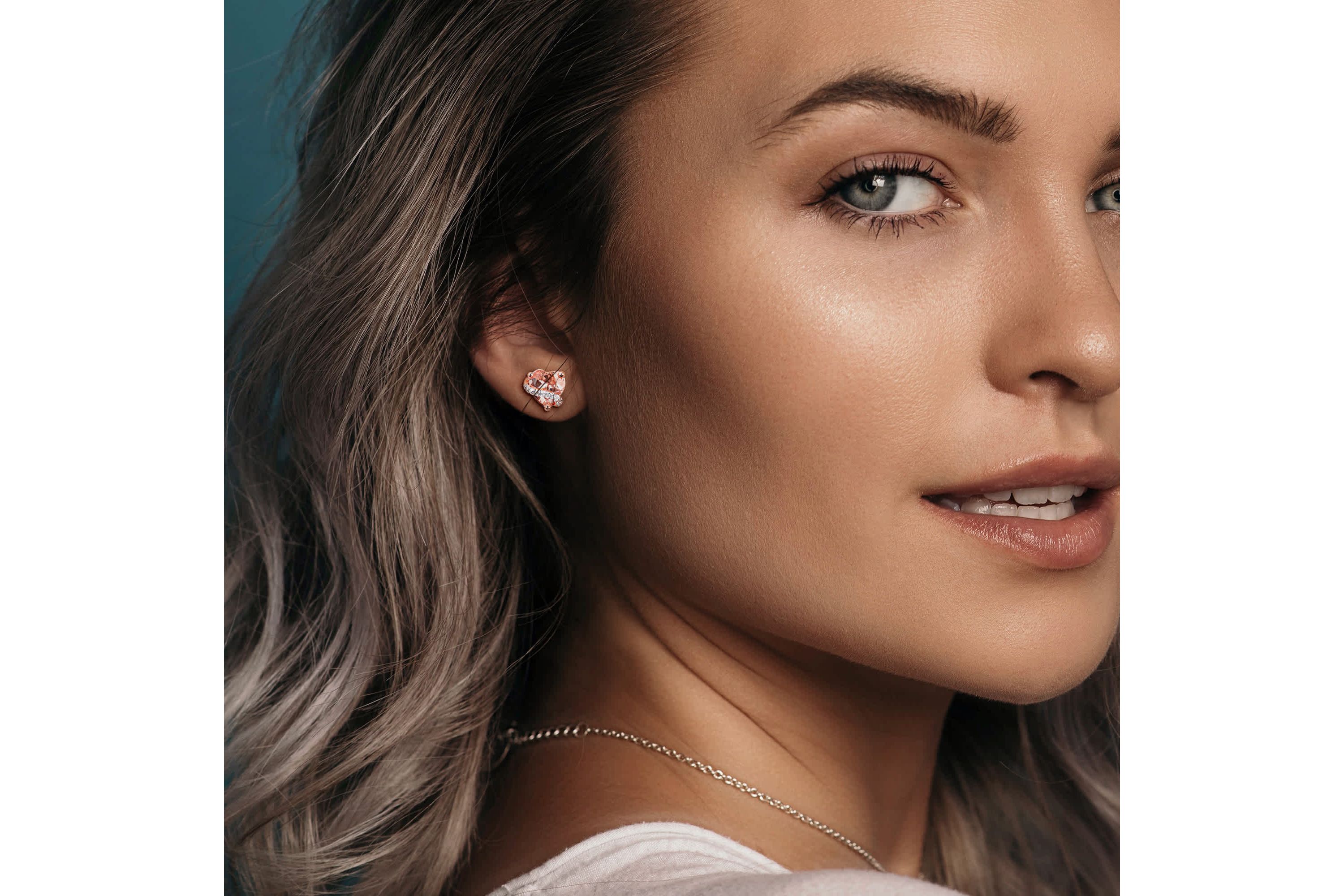 Morganite Fashion Post Earrings in Rose Plated Sterling Silver
