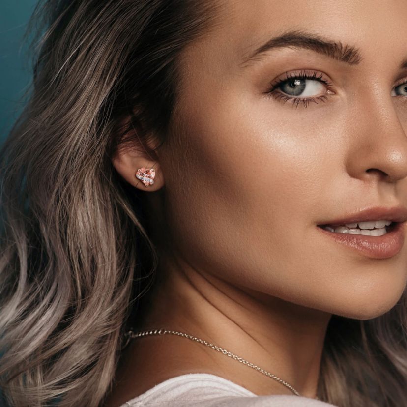 Morganite Fashion Post Earrings in Rose Plated Sterling Silver