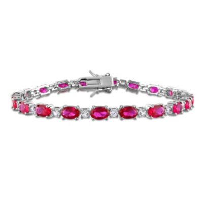 Belk  Co Lab Created Created Ruby  Created White Sapphire Bracelet in Sterling Silver