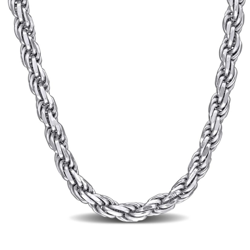 3.15mm Diamond Cut Rope Chain Necklace in Sterling Silver