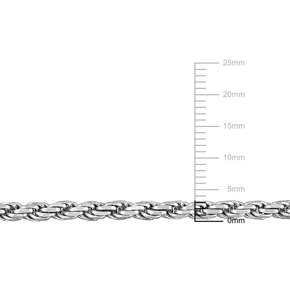 3.15mm Diamond Cut Rope Chain Necklace in Sterling Silver