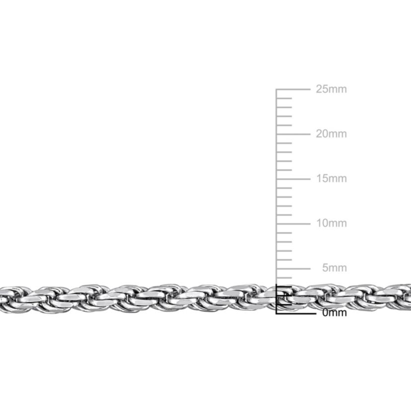 3.15mm Diamond Cut Rope Chain Necklace in Sterling Silver