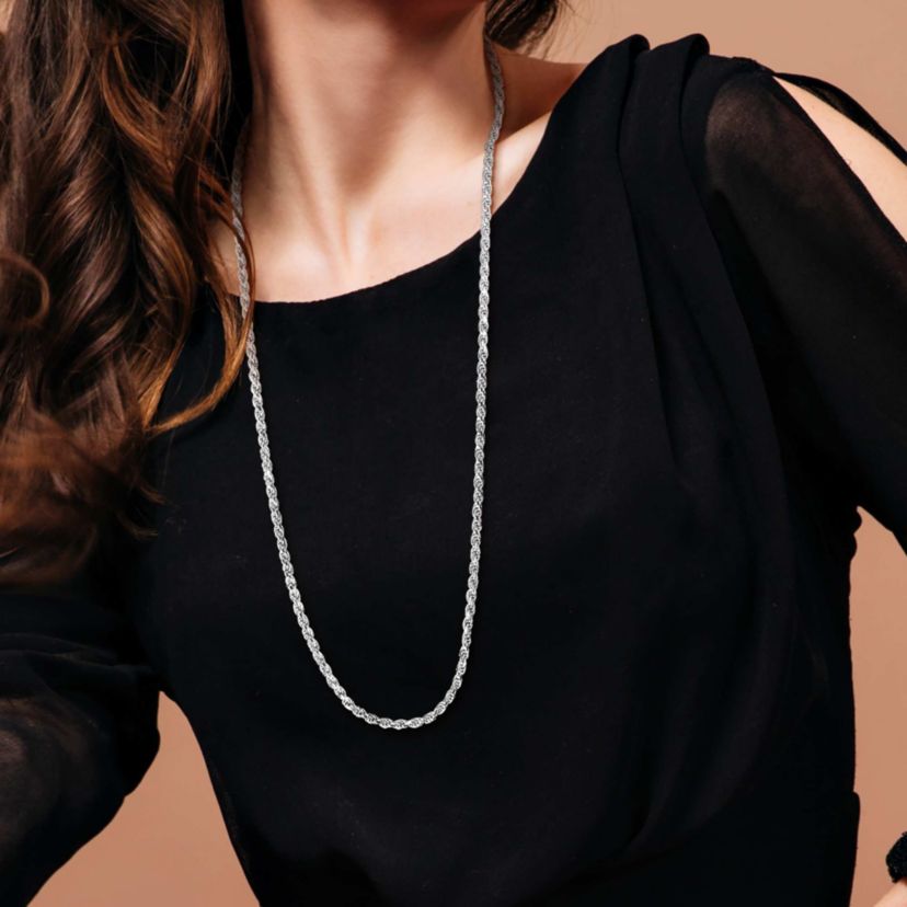3.15mm Diamond Cut Rope Chain Necklace in Sterling Silver