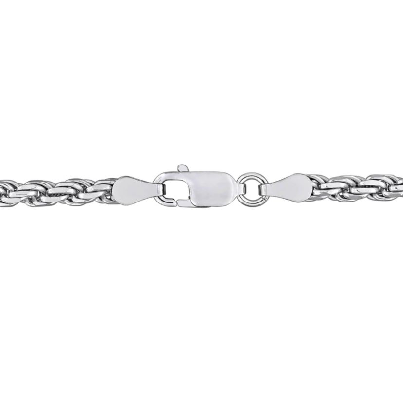 3.15mm Diamond Cut Rope Chain Necklace in Sterling Silver