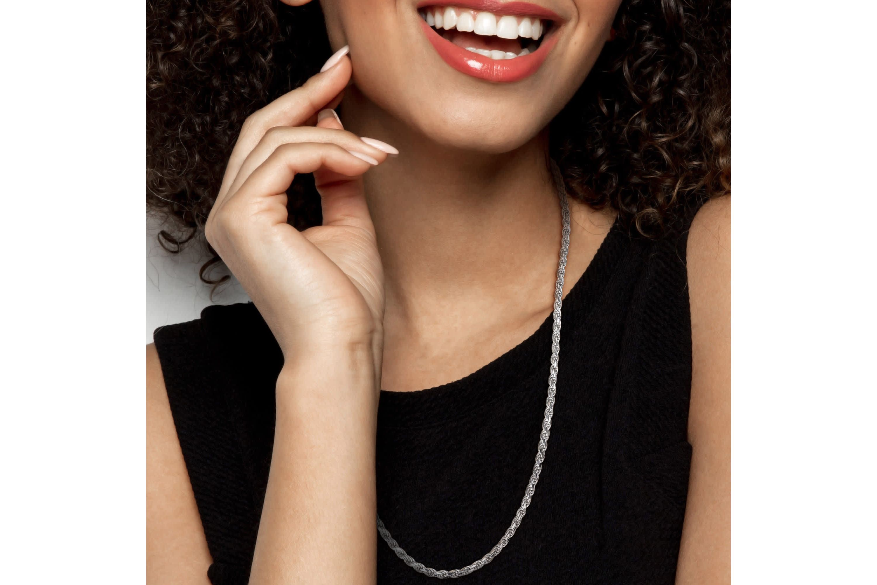 3.15mm Diamond Cut Rope Chain Necklace in Sterling Silver