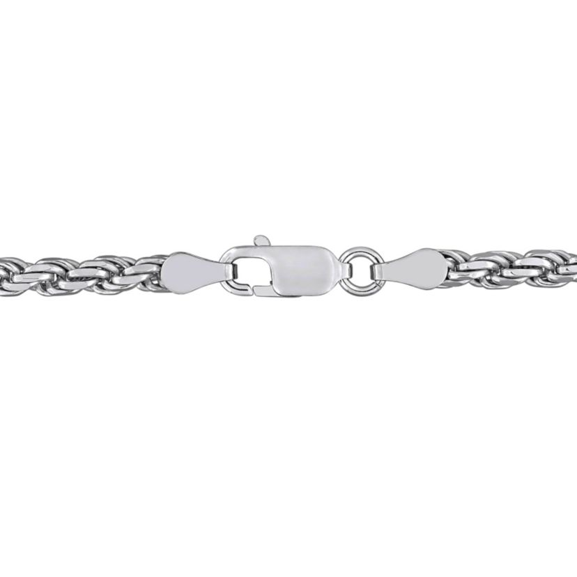 3.15mm Diamond Cut Rope Chain Necklace in Sterling Silver