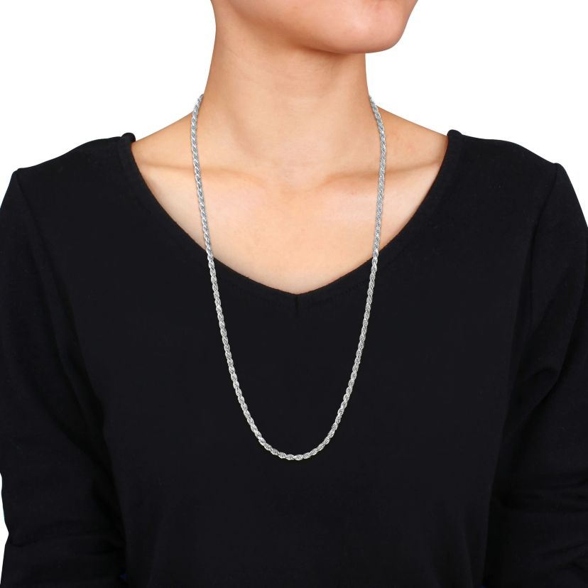 3.15mm Diamond Cut Rope Chain Necklace in Sterling Silver