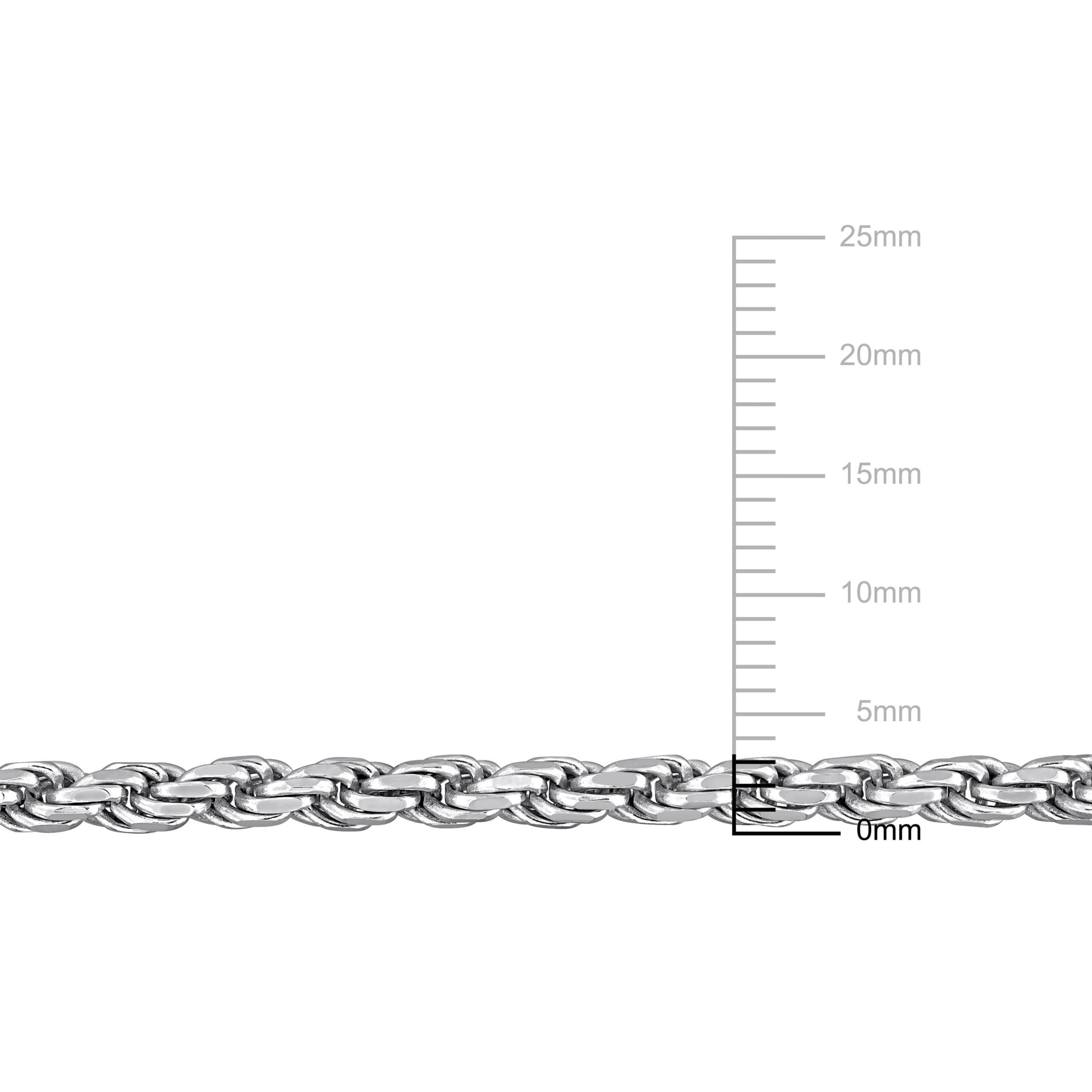 3.15mm Diamond Cut Rope Chain Necklace in Sterling Silver