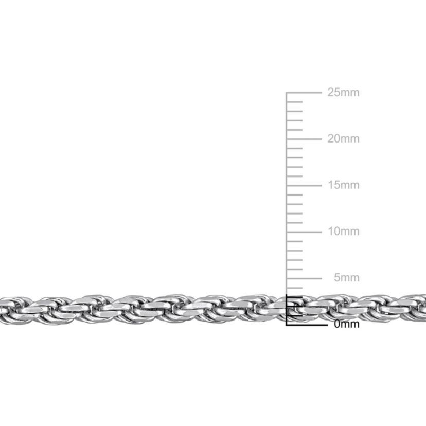 3.15mm Diamond Cut Rope Chain Necklace in Sterling Silver
