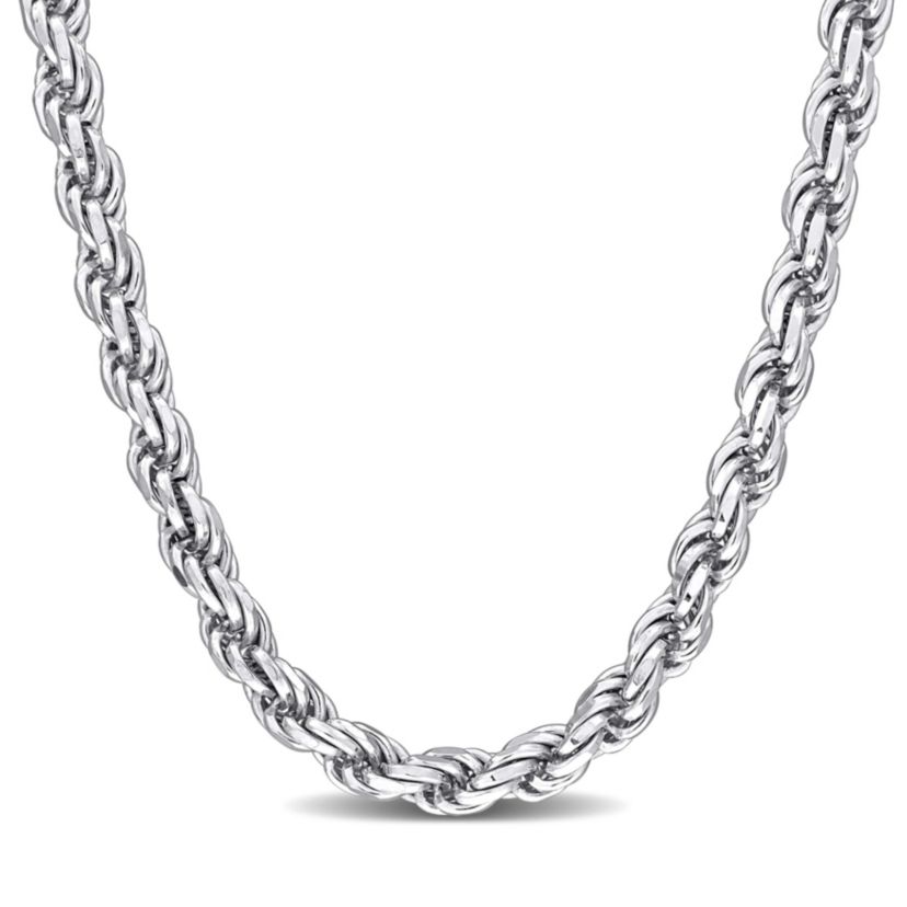 5mm Diamond Cut Rope Chain Necklace in Sterling Silver