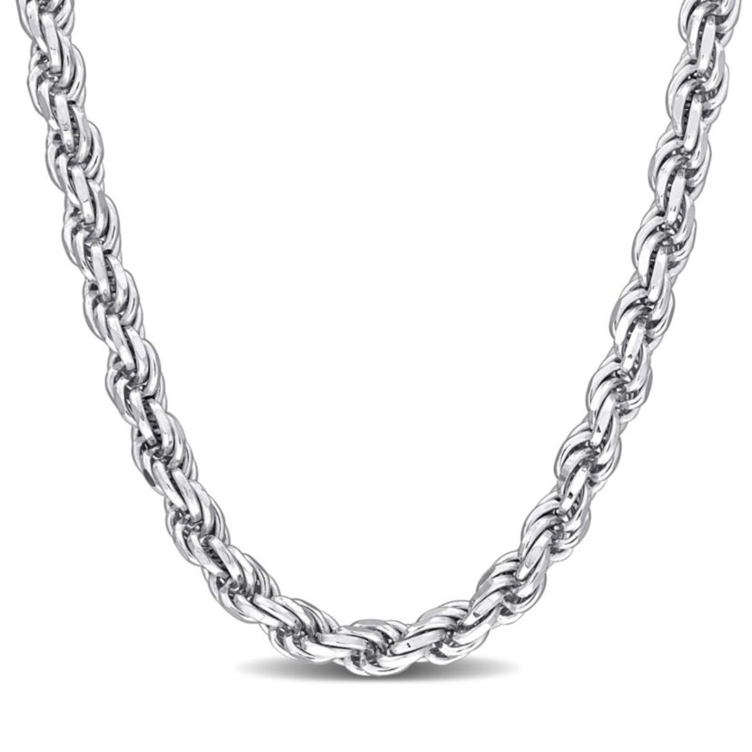 5mm Diamond Cut Rope Chain Necklace in Sterling Silver
