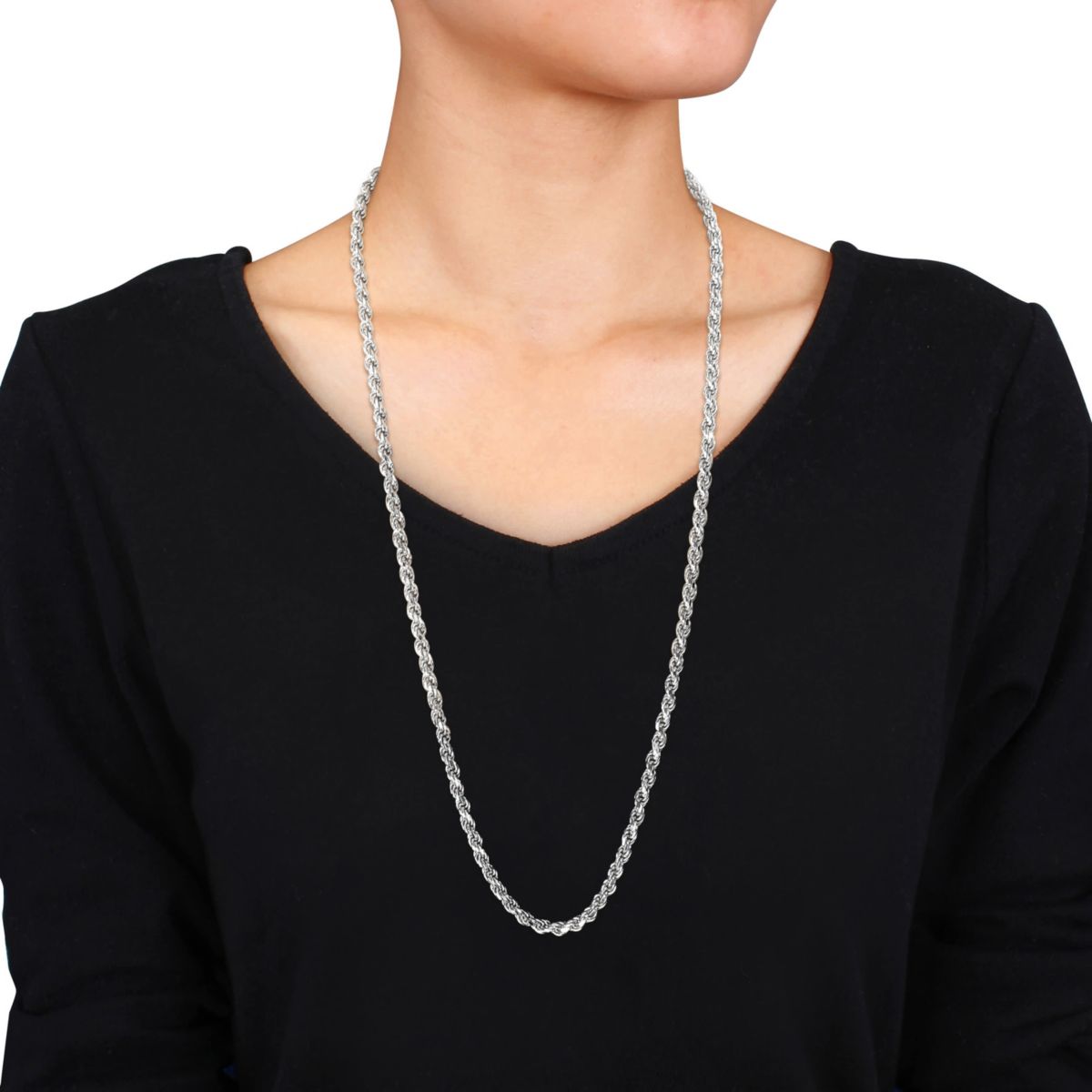 5mm Diamond Cut Rope Chain Necklace in Sterling Silver