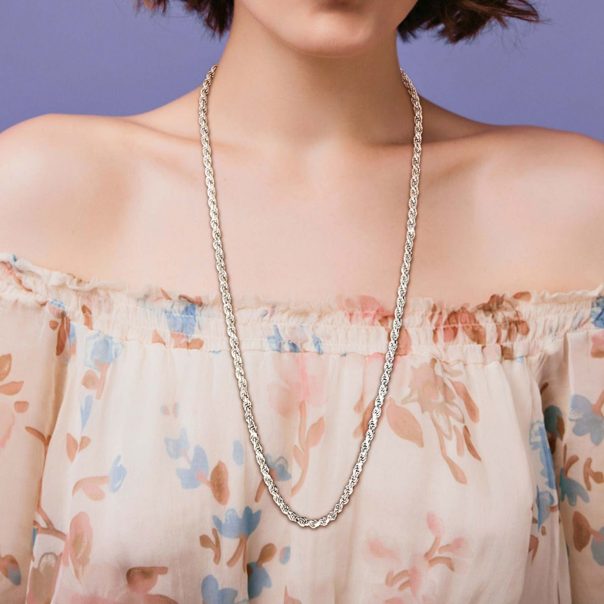 5mm Diamond Cut Rope Chain Necklace in Sterling Silver