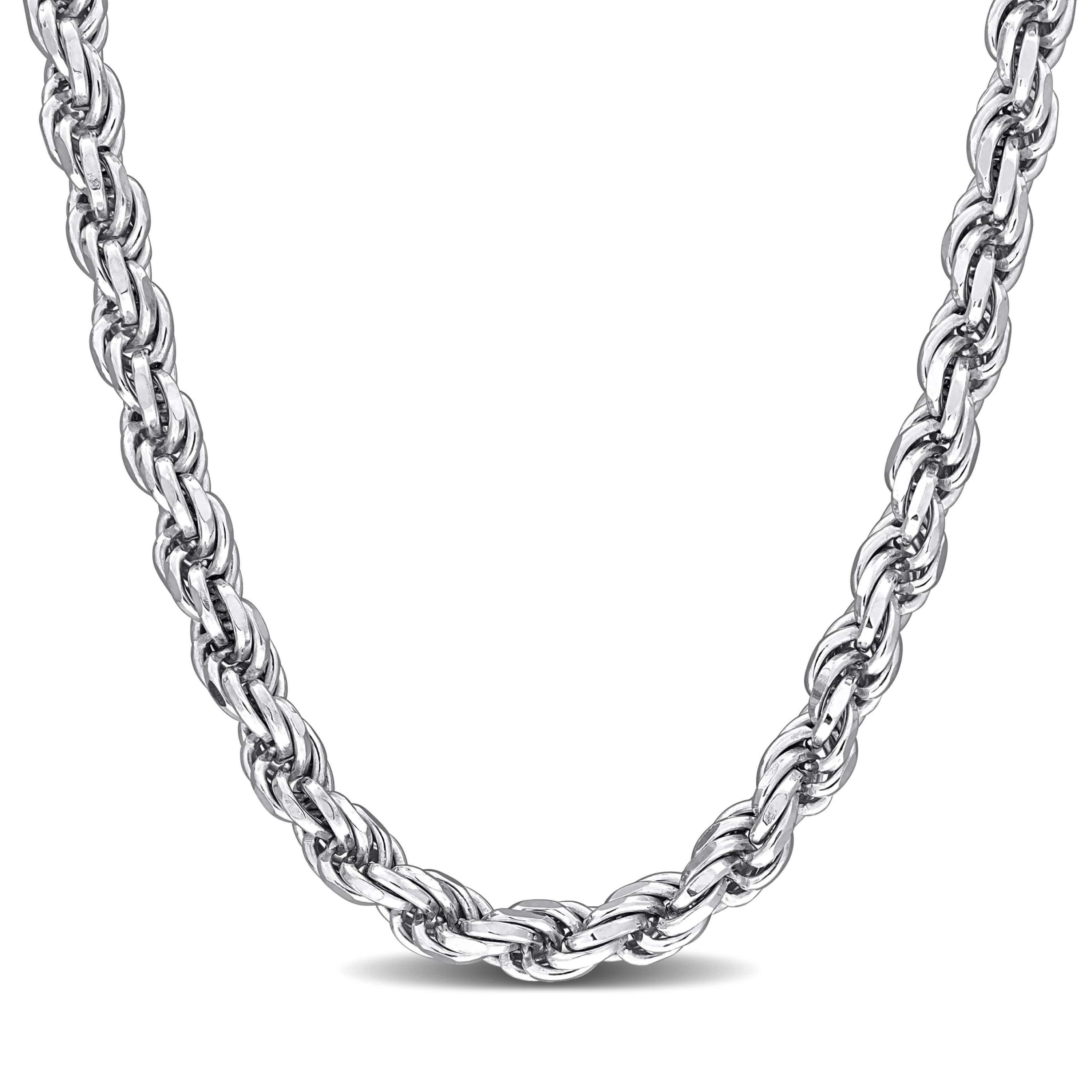 5 mm Diamond Cut Rope Chain Necklace in Sterling Silver
