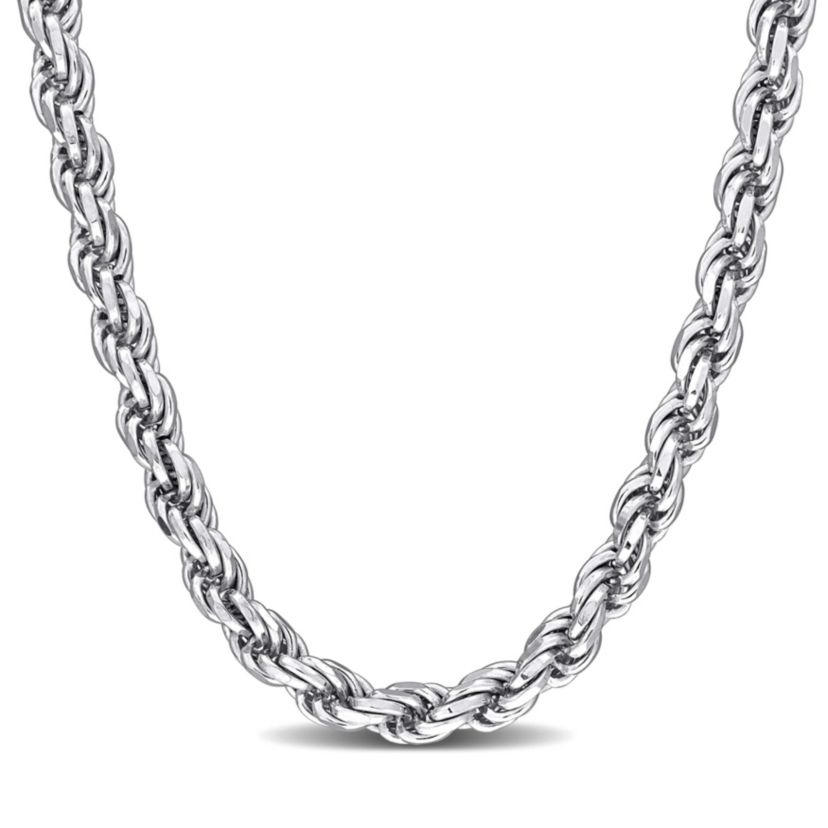 5 mm Diamond Cut Rope Chain Necklace in Sterling Silver