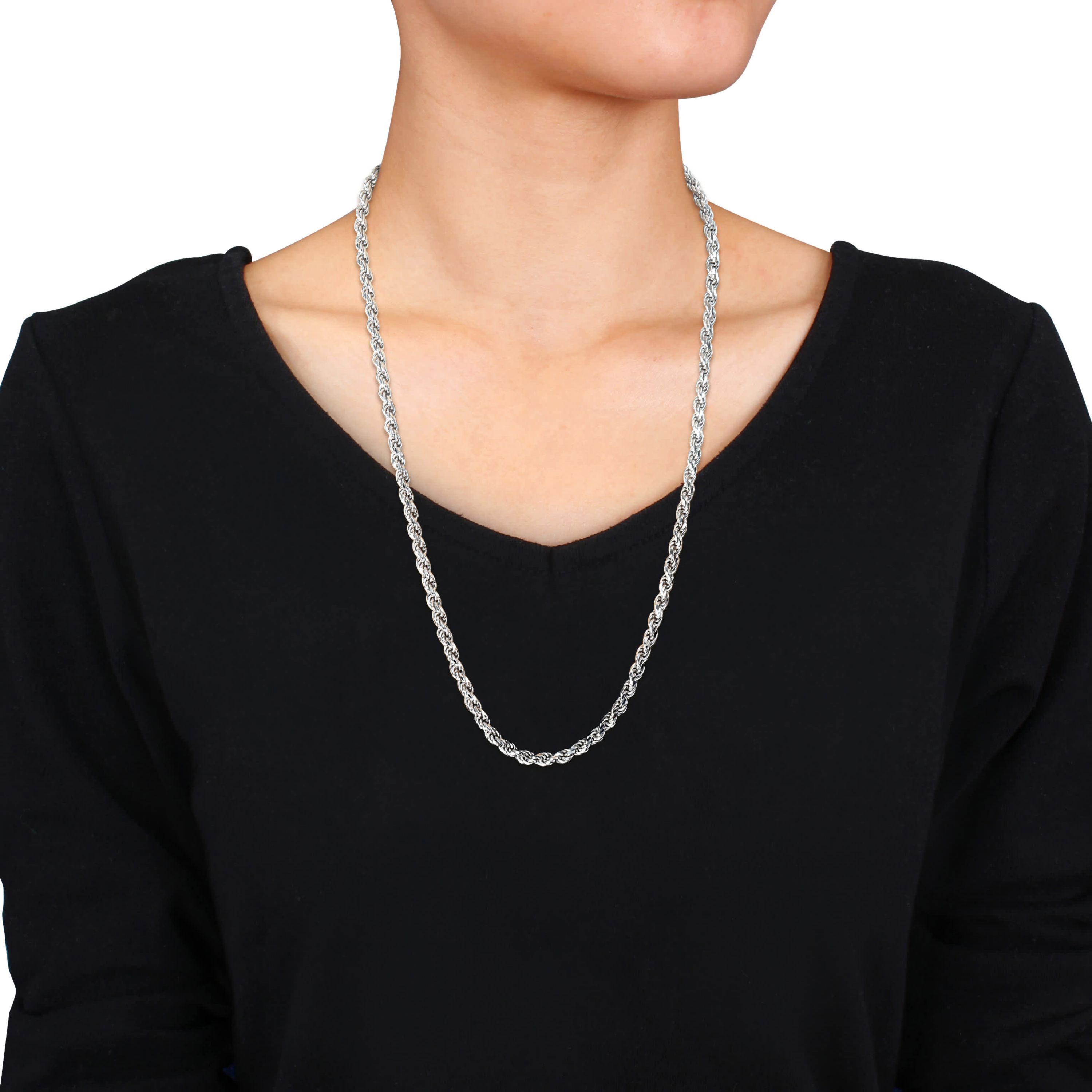 5 mm Diamond Cut Rope Chain Necklace in Sterling Silver