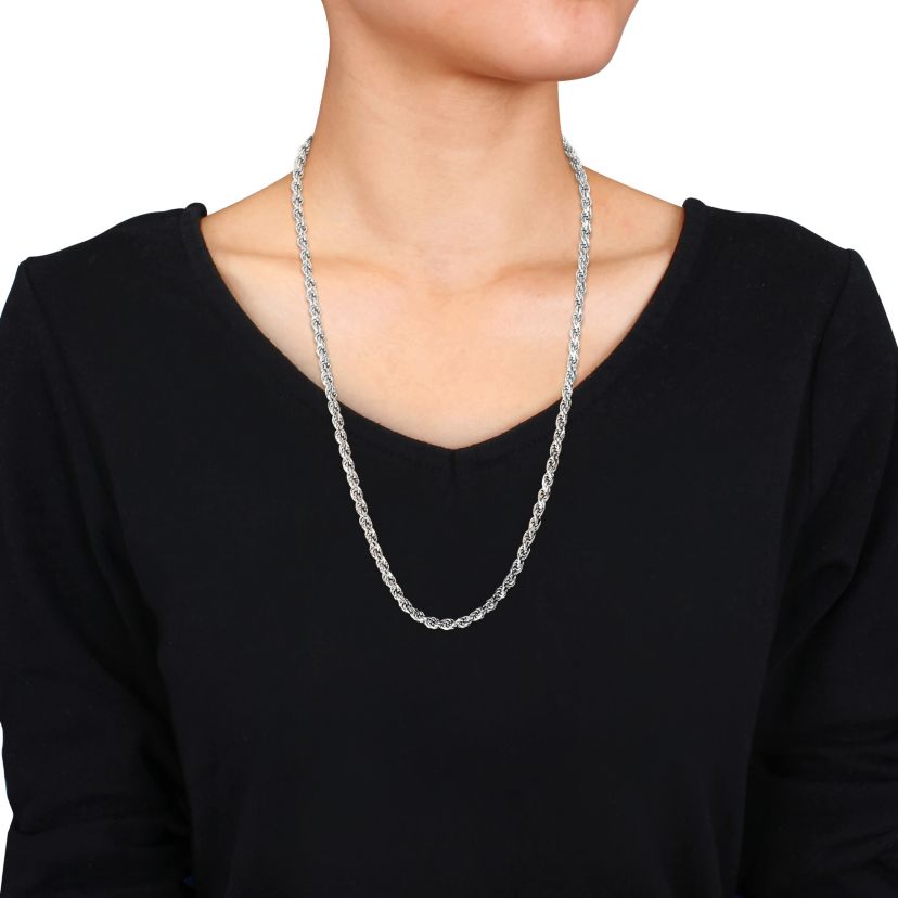 5 mm Diamond Cut Rope Chain Necklace in Sterling Silver
