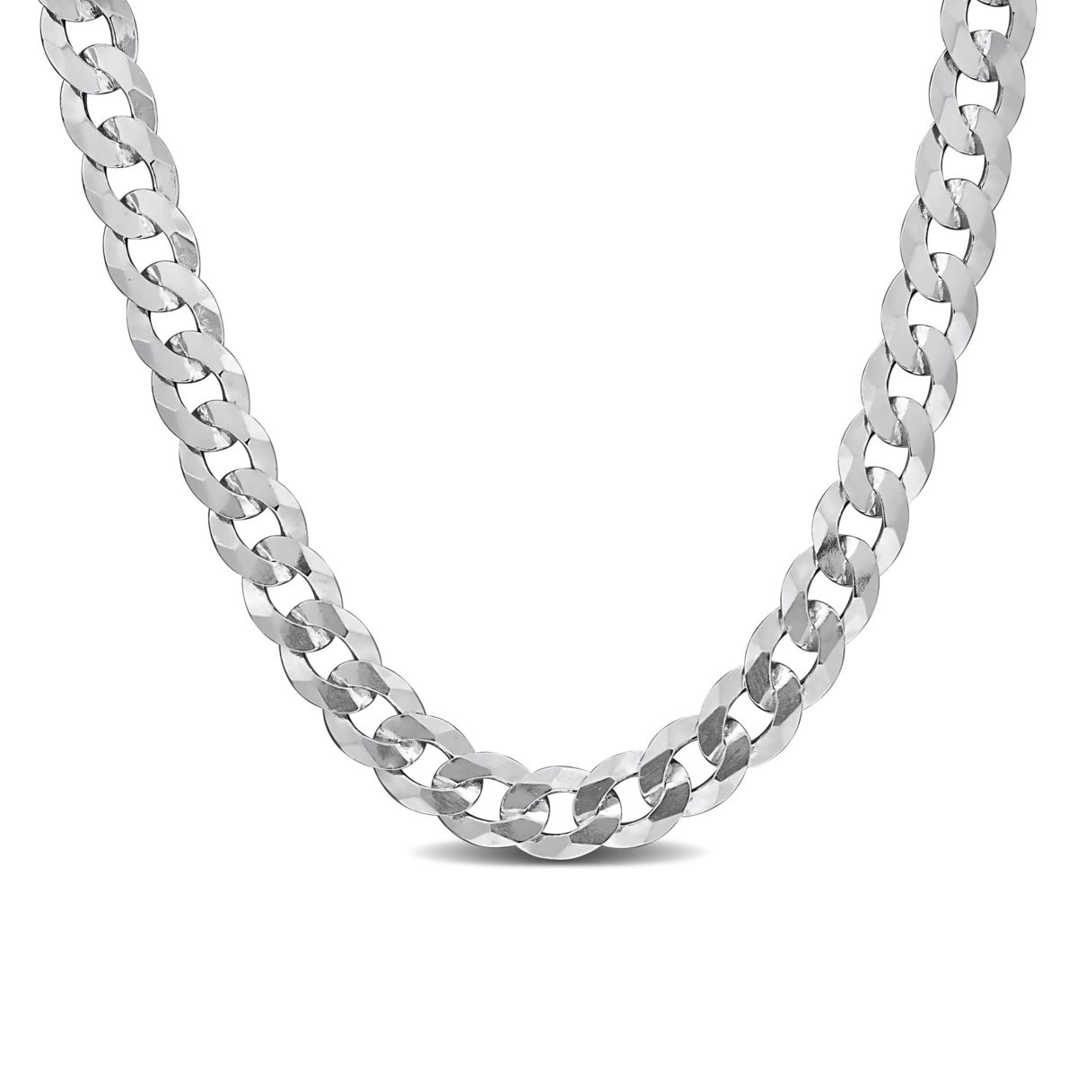6.1mm Diamond Cut Curb Bevelled Necklace in Sterling Silver