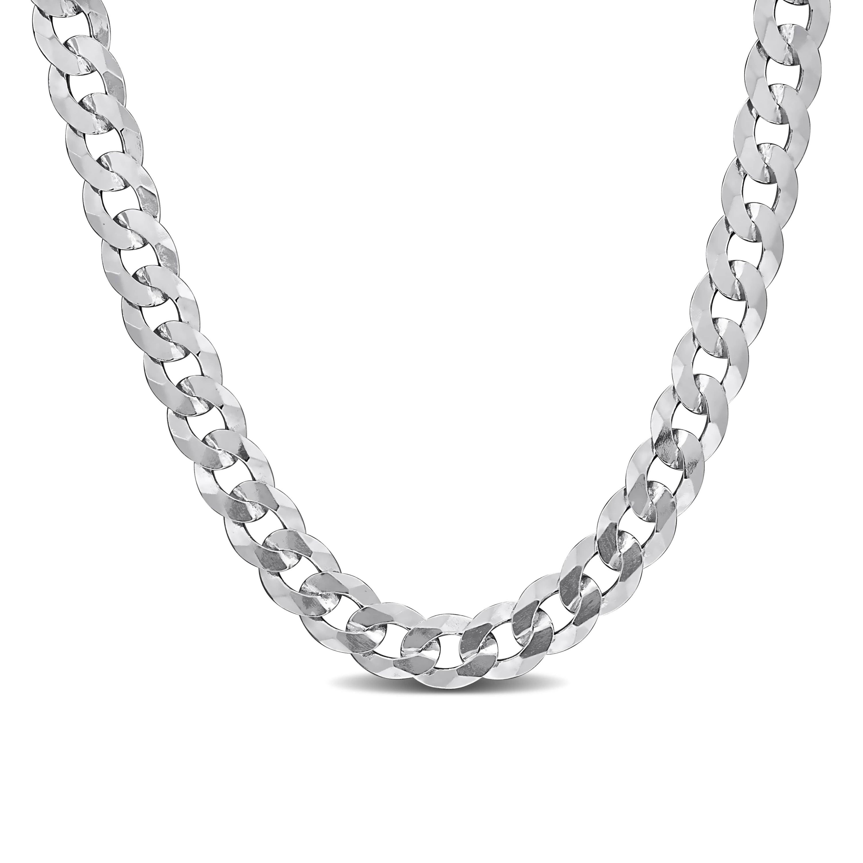 6.1mm Diamond Cut Curb Bevelled Necklace in Sterling Silver