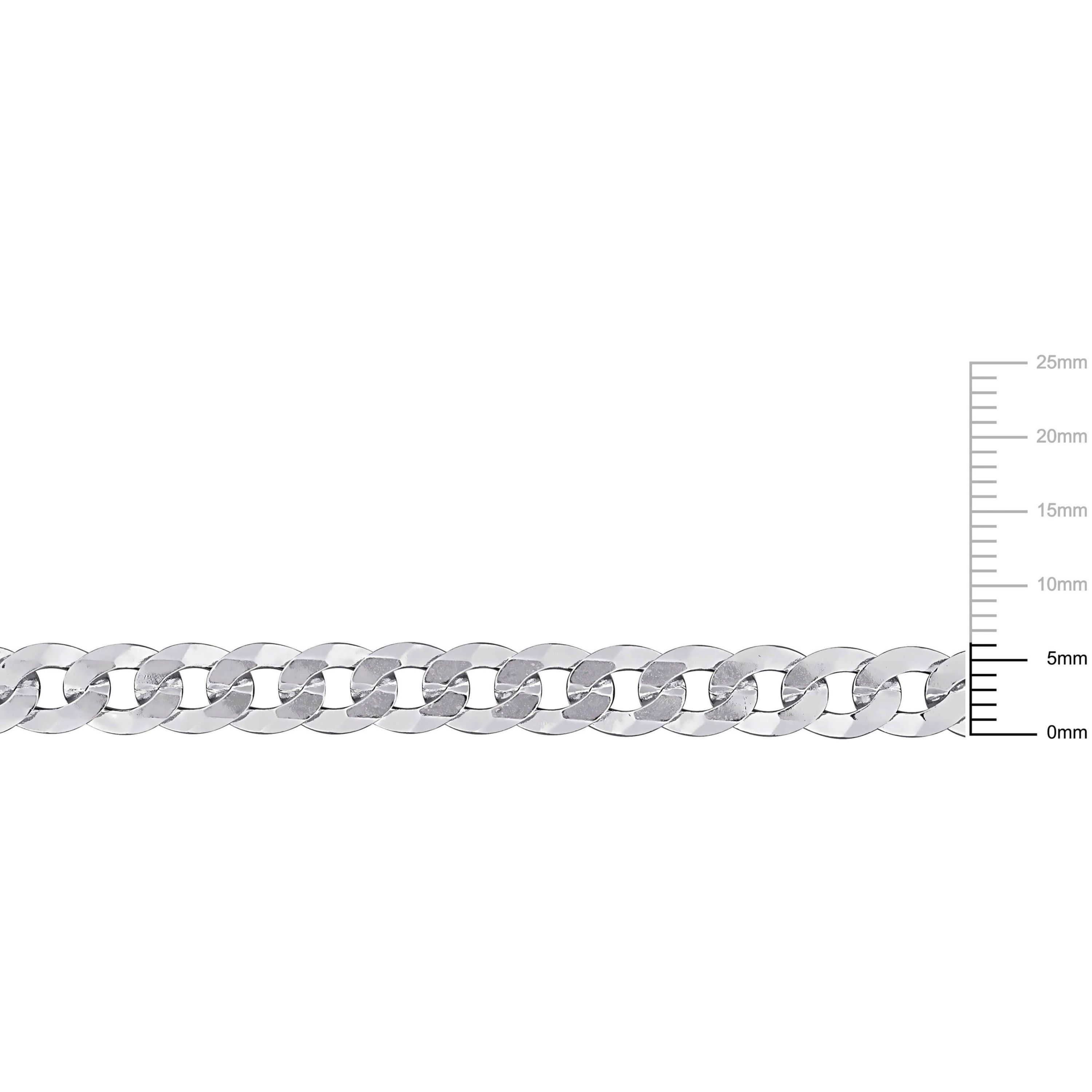 6.1mm Diamond Cut Curb Bevelled Necklace in Sterling Silver