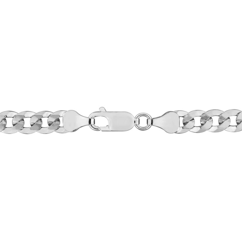 6.1mm Diamond Cut Curb Bevelled Necklace in Sterling Silver